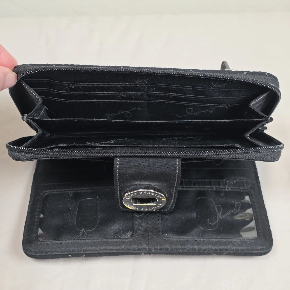 Vera Bradley Black Quilted Turn Lock Wallet Organizer - Picture 5 of 10